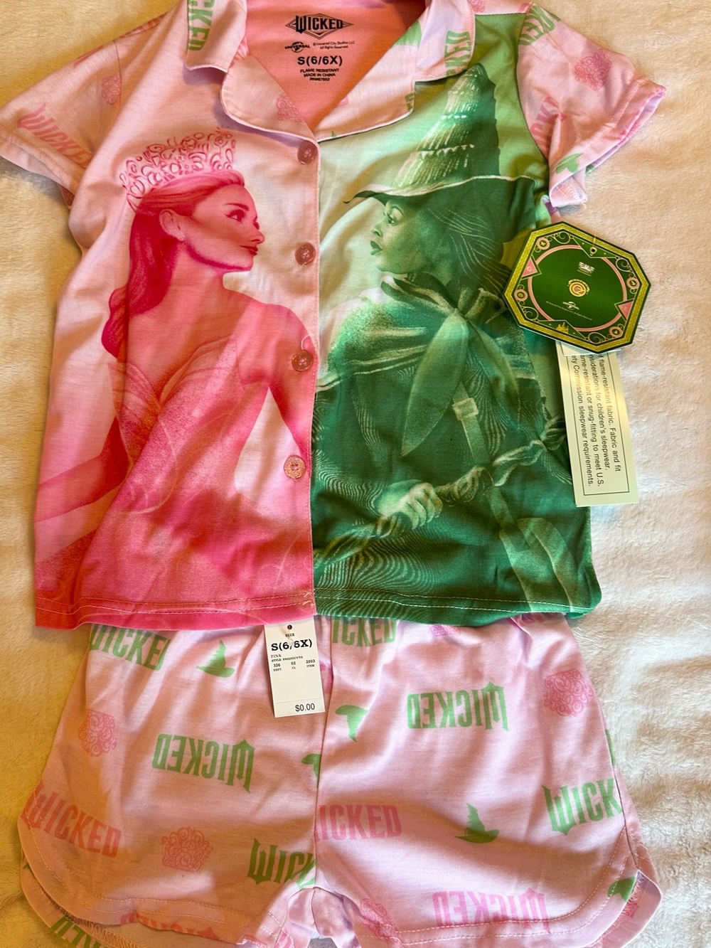 Wicked Pink & Green Girls' Short Pajama Set